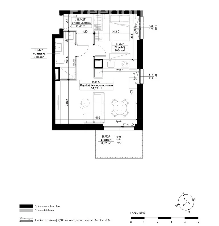 2 pokoje, mieszkanie 45,92 m², piętro 1, oferta nr , 38192/3685/OMS, Poznań, Naramowice, Naramowice, Maków Polnych