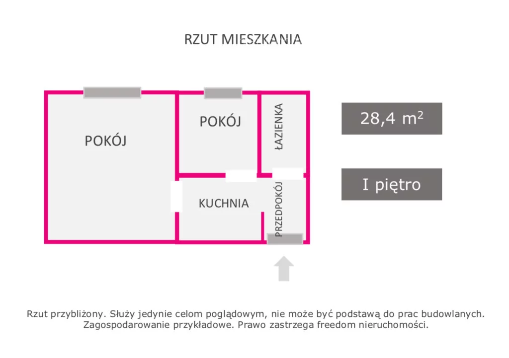 Mieszkanie na sprzedaż, 28,42 m², 2 pokoje, 1 piętro, oferta nr 36497/3685/OMS