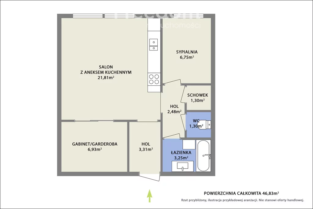 2 pokoje, mieszkanie 46,83 m², piętro 1, oferta nr , 40305/3685/OMS, Warszawa, Ursynów, Ursynów, Meander