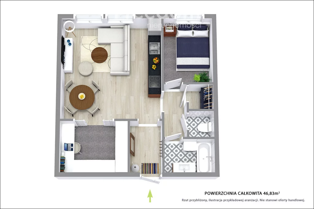 2 pokoje, mieszkanie 46,83 m², piętro 1, oferta nr , 40305/3685/OMS, Warszawa, Ursynów, Ursynów, Meander