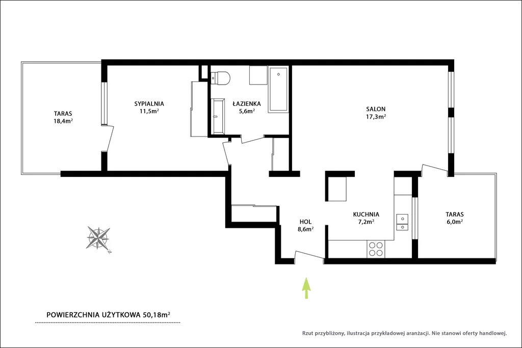 2 pokoje, mieszkanie 50,18 m², parter, oferta nr , 39929/3685/OMS, Poznań, Rataje, Rataje, Milczańska