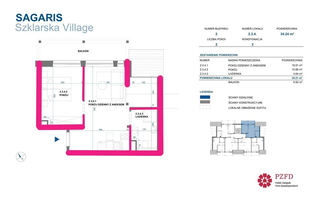 2 pokoje, mieszkanie 34,24 m², piętro 2, oferta nr , 36793/3685/OMS, Szklarska Poręba, Muzealna