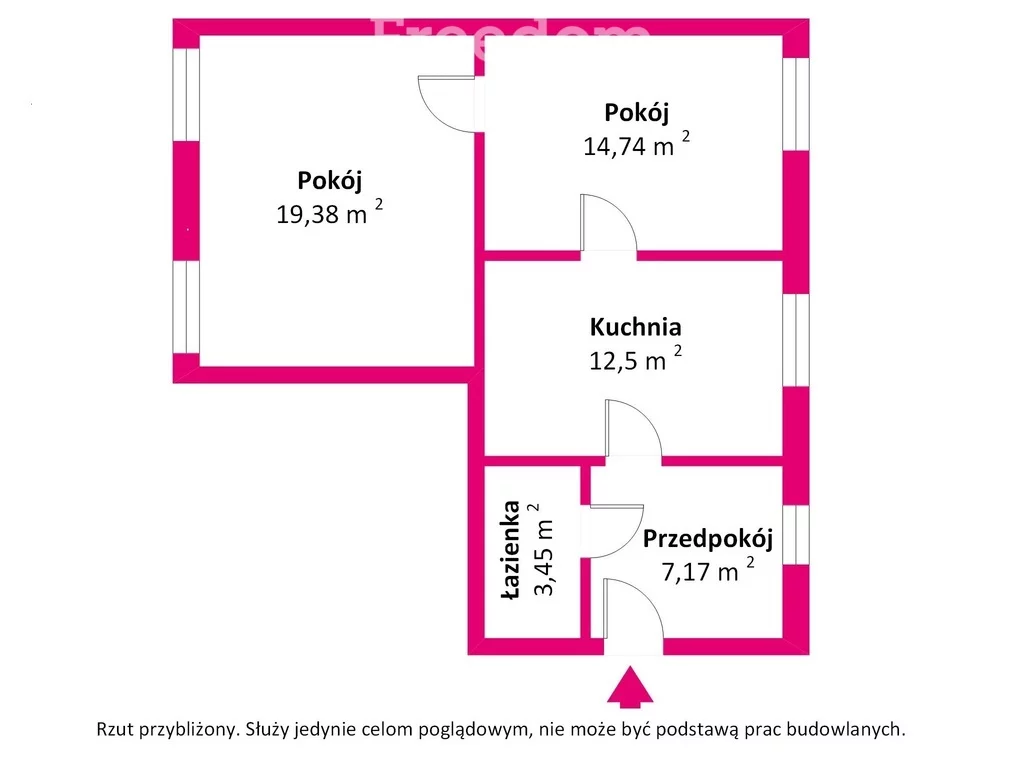 2 pokoje, mieszkanie 58,44 m², piętro 2, oferta nr , 39689/3685/OMS, Niemodlin