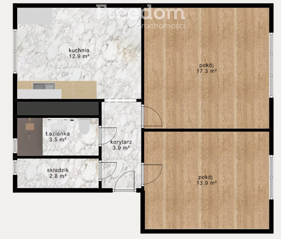 2 pokoje, mieszkanie 54,30 m², piętro 1, oferta nr , 40559/3685/OMS, Stara Łubianka, Parkowa