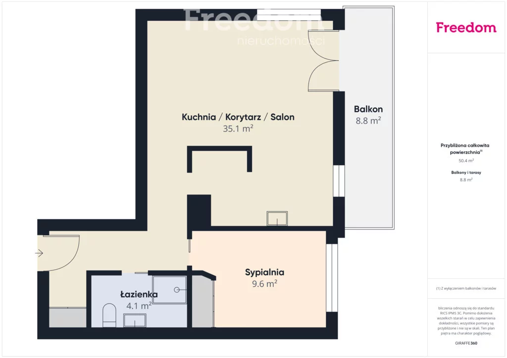 2 pokoje, mieszkanie 50,40 m², piętro 4, oferta nr , 40541/3685/OMS, Koszalin, Partyzantów
