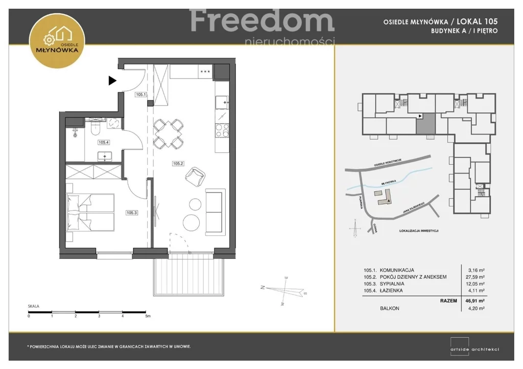 2 pokoje, mieszkanie 46,91 m², piętro 1, oferta nr , 36675/3685/OMS, Jelenia Góra, Pijarska