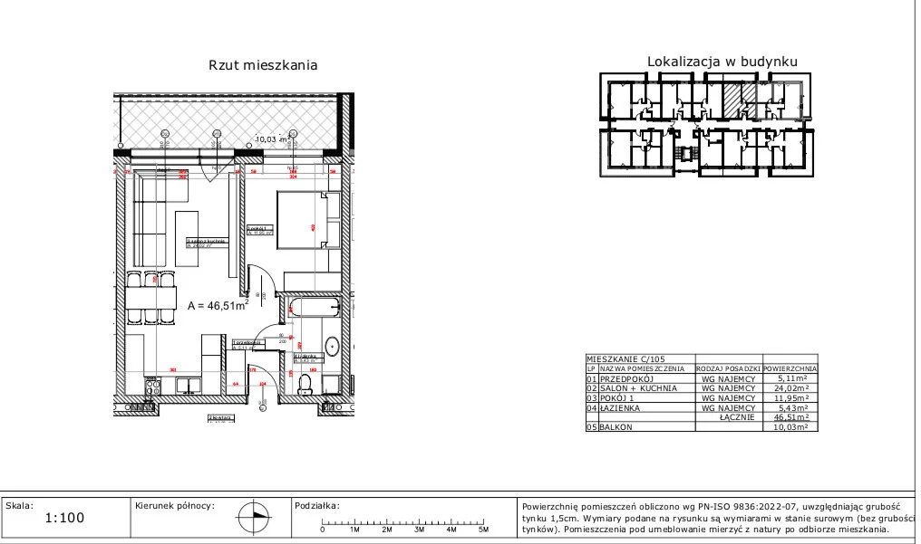 Mieszkanie dwupokojowe 46,51 m², Opole, Śródmieście, Pomorska, Sprzedaż