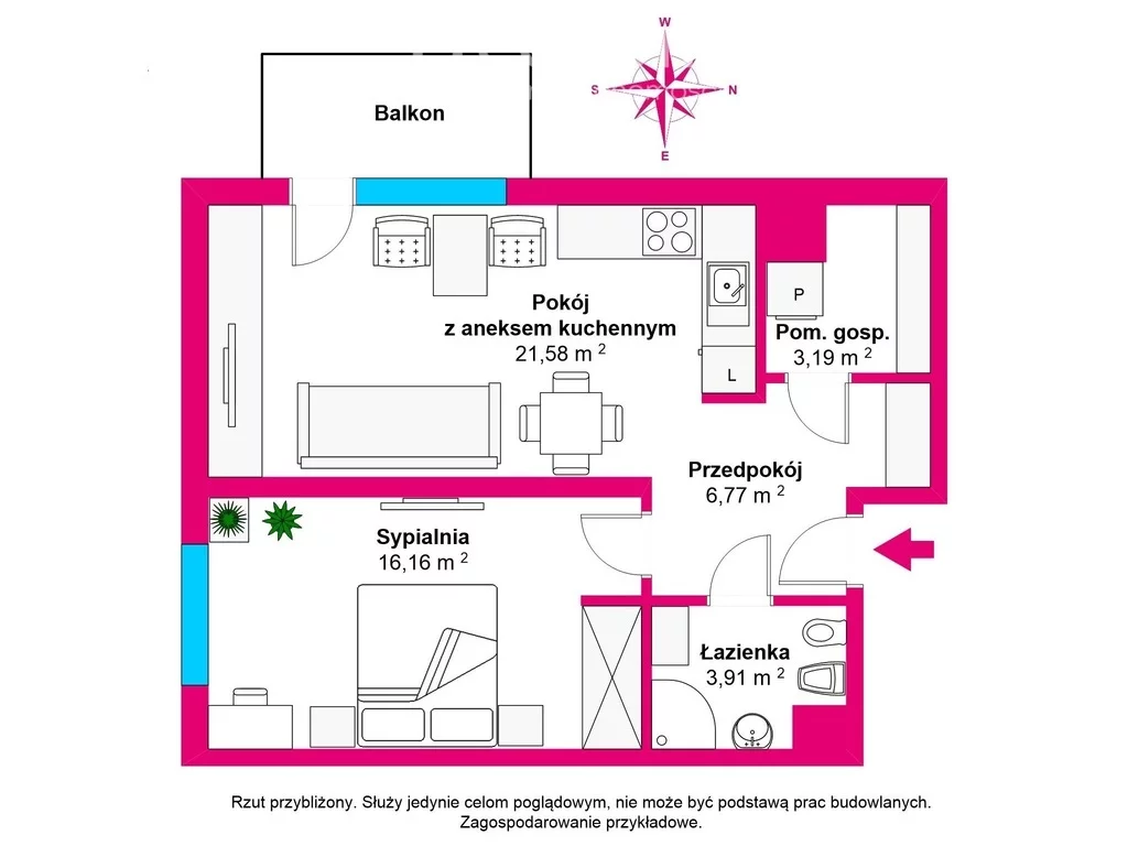 2 pokoje, mieszkanie 51,61 m², piętro 1, oferta nr , 26856/3685/OMS, Grzybowo, Spacerowa
