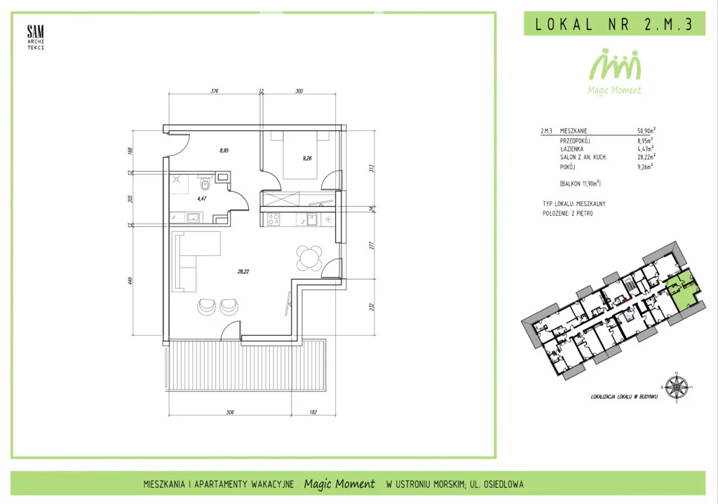 2 pokoje, mieszkanie 50,90 m², piętro 2, oferta nr , 32848/3685/OMS, Ustronie Morskie