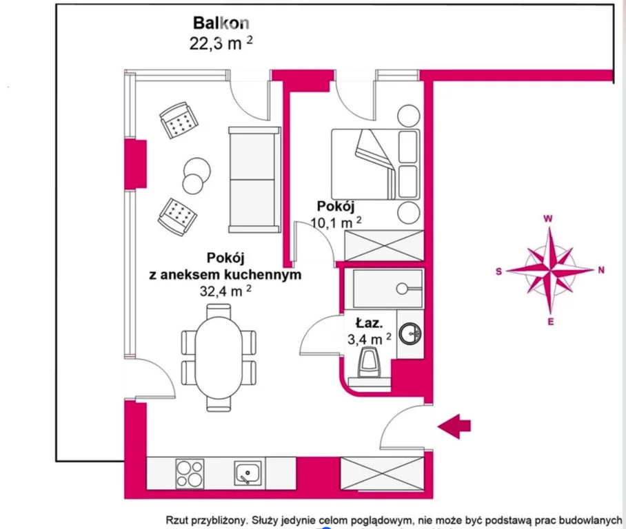 2 pokoje, mieszkanie 44,80 m², piętro 4, oferta nr , 39783/3685/OMS, Świnoujście, Uzdrowiskowa