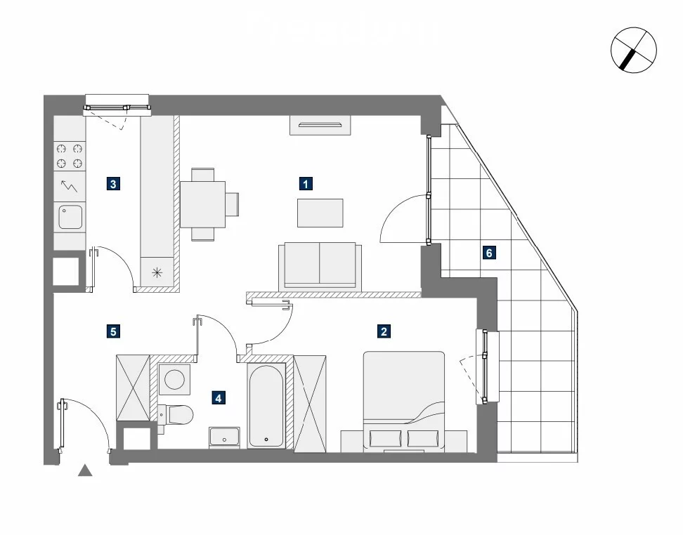 2 pokoje, mieszkanie 48,58 m², piętro 3, oferta nr , 33690/3685/OMS, Warszawa, Mokotów, Mokotów