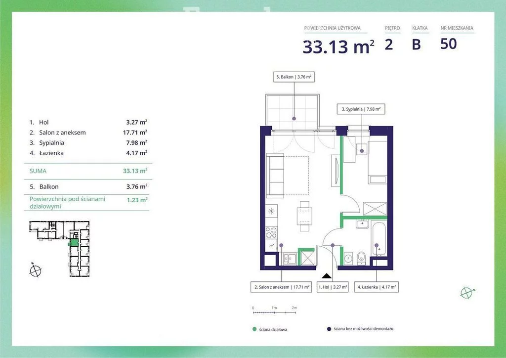 2 pokoje, mieszkanie 33,13 m², piętro 2, oferta nr , 40707/3685/OMS, Warszawa, Mokotów, Mokotów