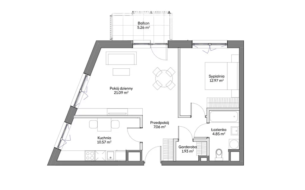 2 pokoje, mieszkanie 58,47 m², piętro 1, oferta nr , 33528/3685/OMS, Warszawa, Praga Południe, Praga Południe
