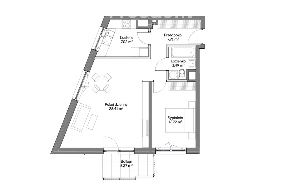 2 pokoje, mieszkanie 59,55 m², piętro 4, oferta nr , 33529/3685/OMS, Warszawa, Praga Południe, Praga Południe