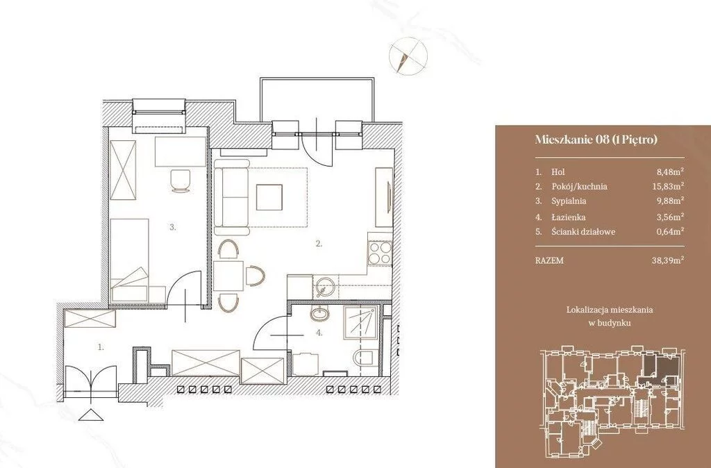 2 pokoje, apartament 38,39 m², piętro 1, oferta nr , 33677/3685/OMS, Warszawa, Praga Południe, Praga Południe