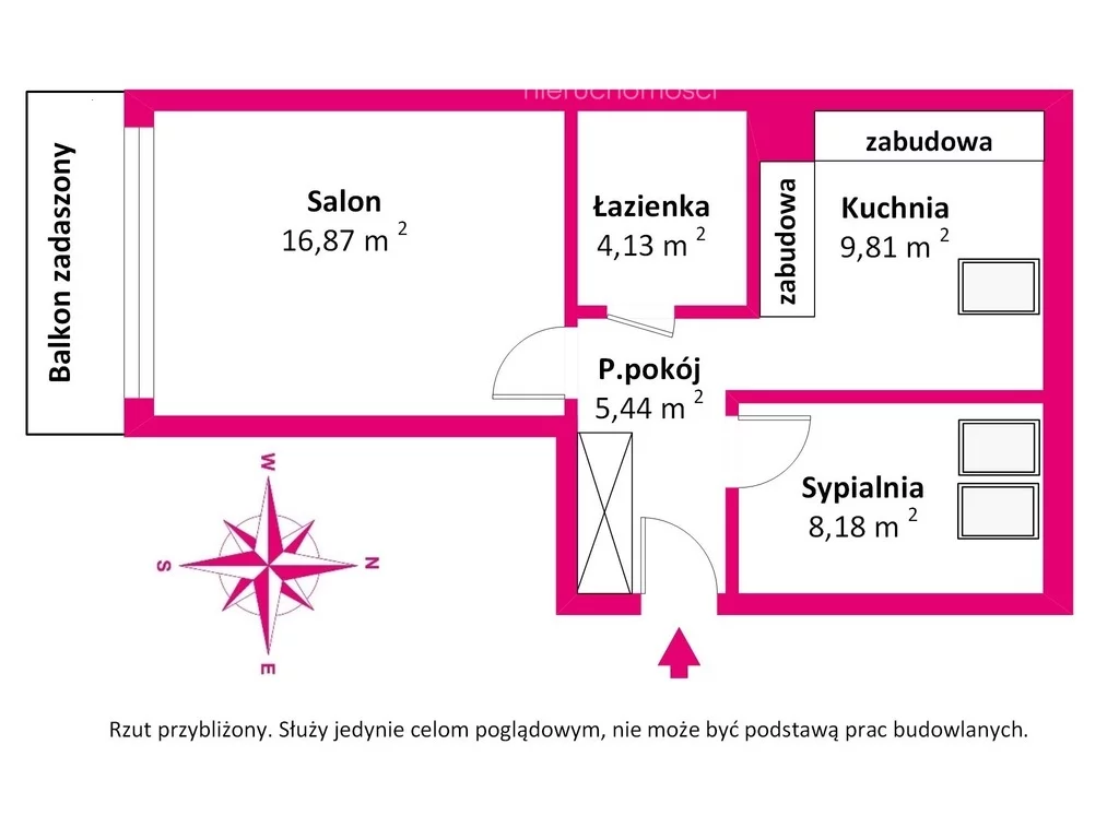 Mieszkanie dwupokojowe 44,43 m², Siedlce, Warszawska, Sprzedaż