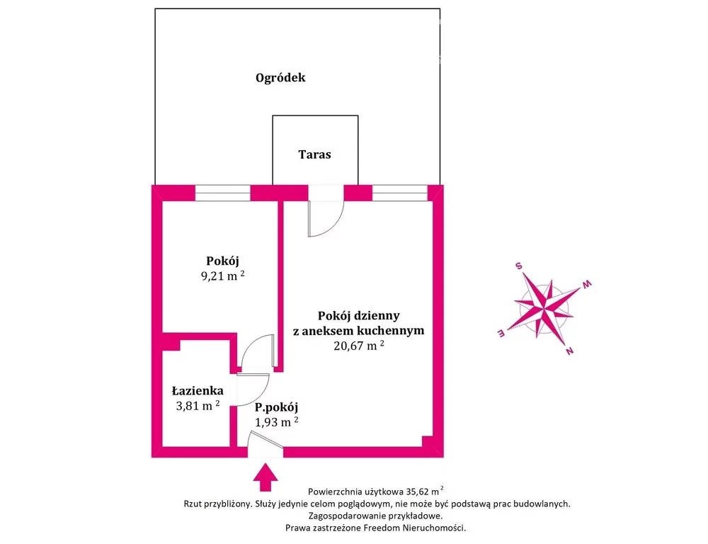 2 pokoje, mieszkanie 35,62 m², parter, oferta nr , 39388/3685/OMS, Wieliszew