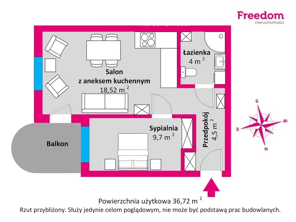 2 pokoje, mieszkanie 37,00 m², piętro 5, oferta nr , 39674/3685/OMS, Gdynia, Witomino, Wielkokacka