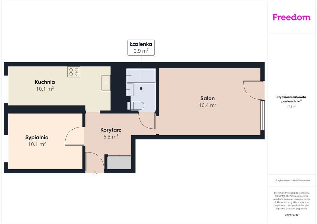 2 pokoje, mieszkanie 47,64 m², piętro 4, oferta nr , 40243/3685/OMS, Tarnów, Władysława Reymonta