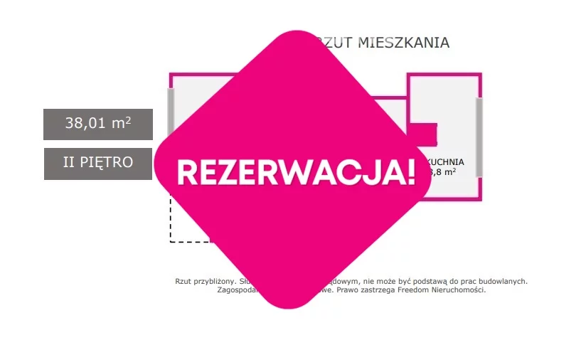 Mieszkanie na sprzedaż, 38,01 m², 2 pokoje, 2 piętro, oferta nr 37230/3685/OMS