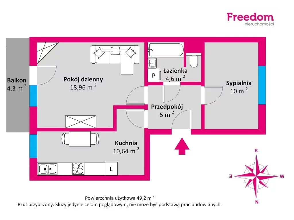 2 pokoje, mieszkanie 48,48 m², piętro 4, oferta nr , 6941/3685/OMW, Wejherowo, Osiedle Przyjaźni