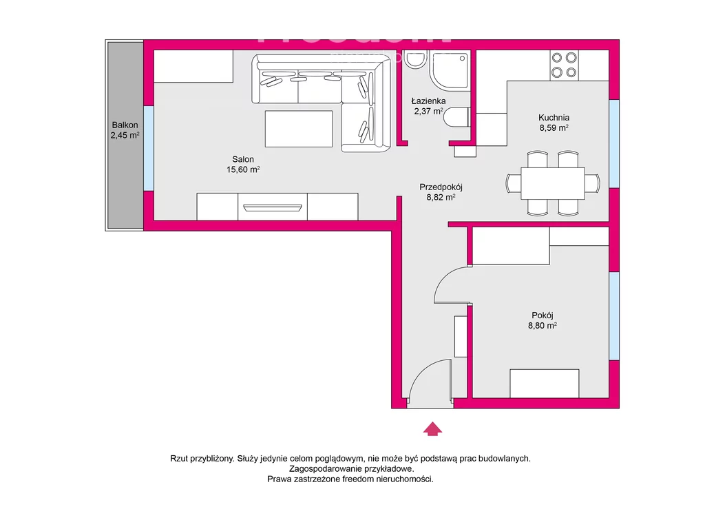 2 pokoje, mieszkanie 43,92 m², piętro 1, oferta nr , 7010/3685/OMW, Tarnów, Świętej Faustyny