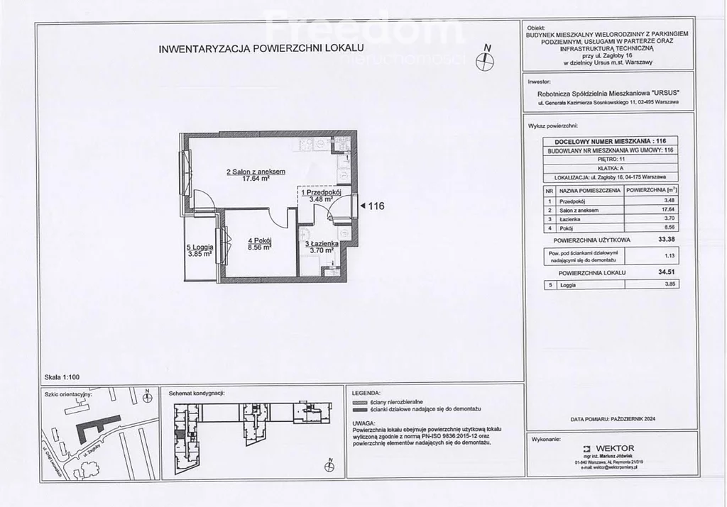 2 pokoje, mieszkanie 33,38 m², piętro 11, oferta nr , 6814/3685/OMW, Warszawa, Ursus, Ursus, Zagłoby