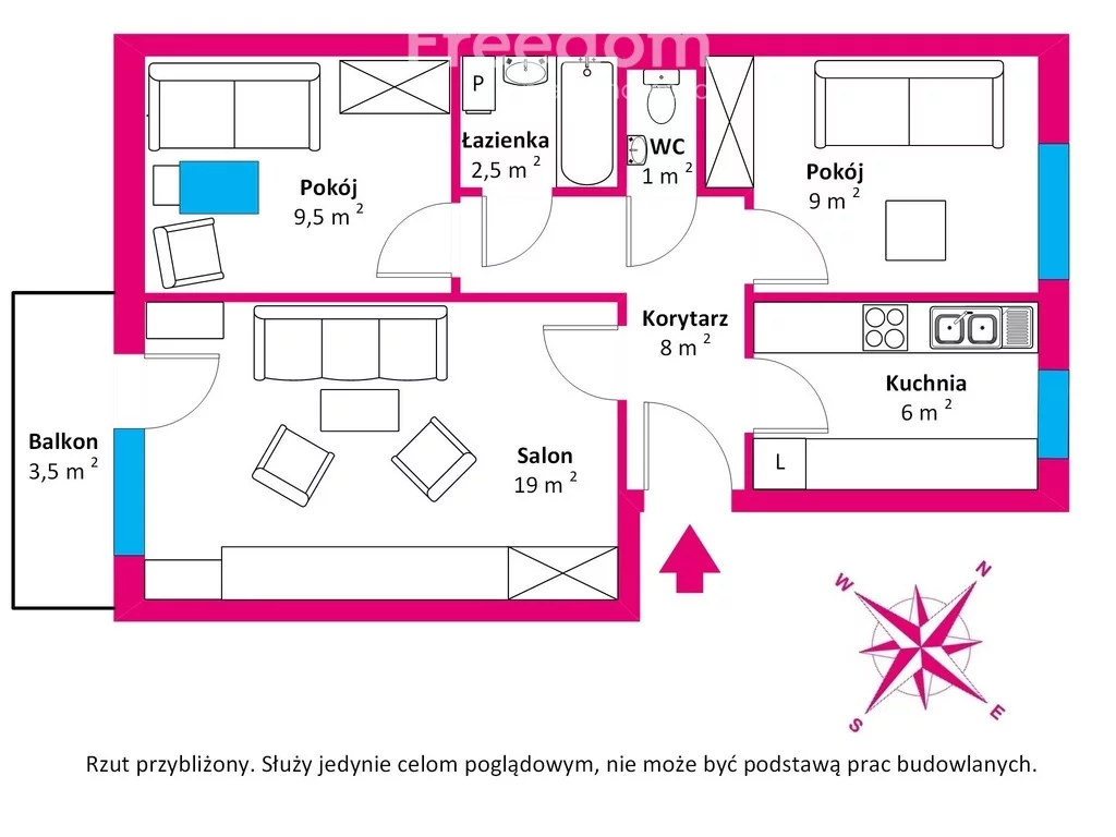 3 pokoje, mieszkanie 55,66 m², piętro 3, oferta nr , 38858/3685/OMS, Kołobrzeg, 1 Maja