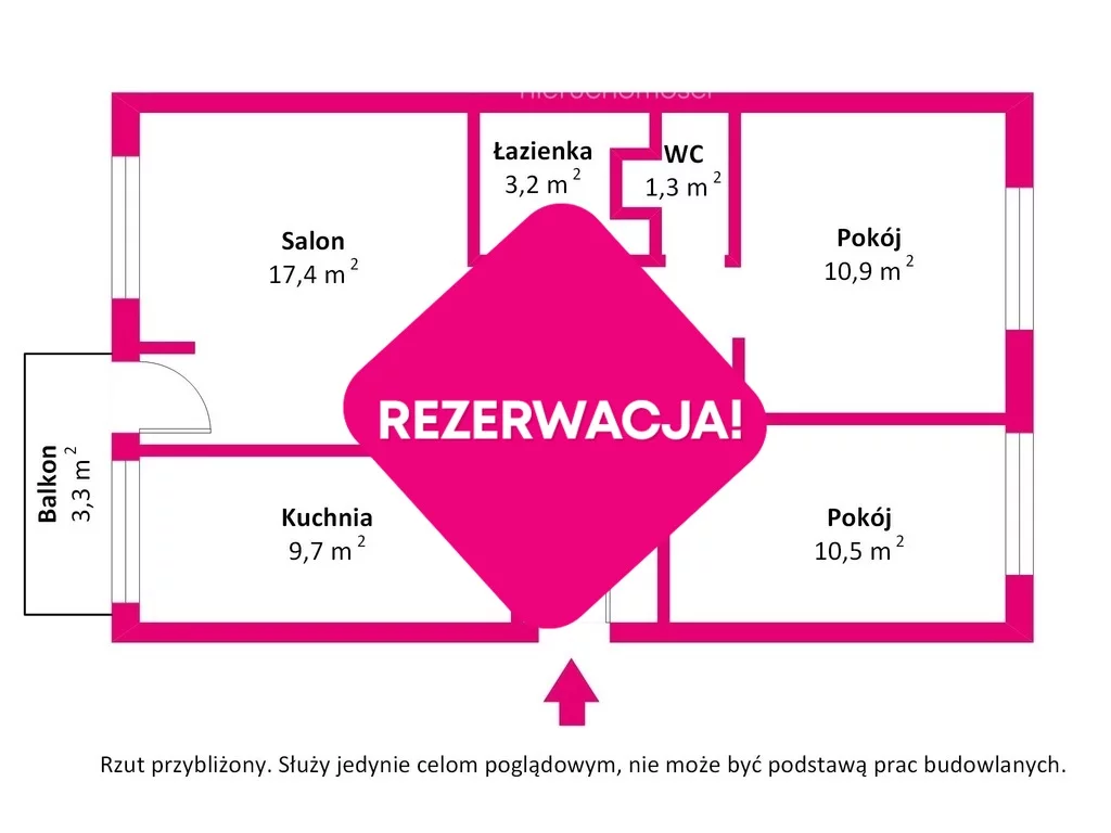 Mieszkanie na sprzedaż, 60,95 m², 3 pokoje, 5 piętro, oferta nr 36821/3685/OMS