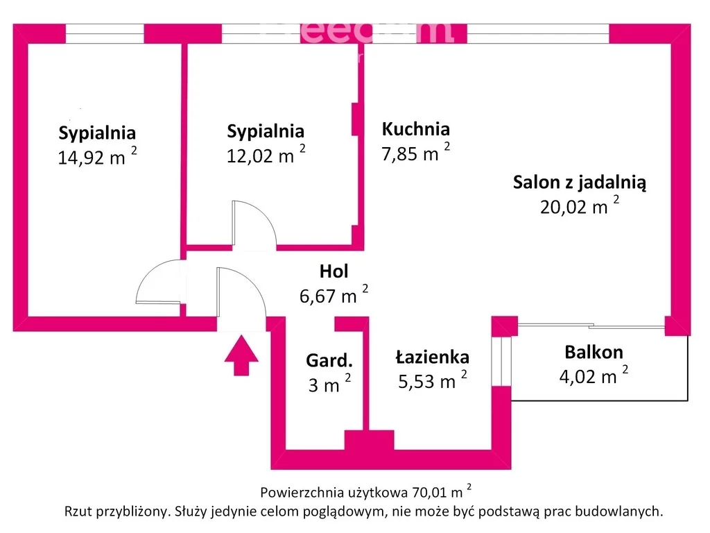 3 pokoje, mieszkanie 70,01 m², piętro 1, oferta nr , 40167/3685/OMS, Serock, Adama Jorkuna