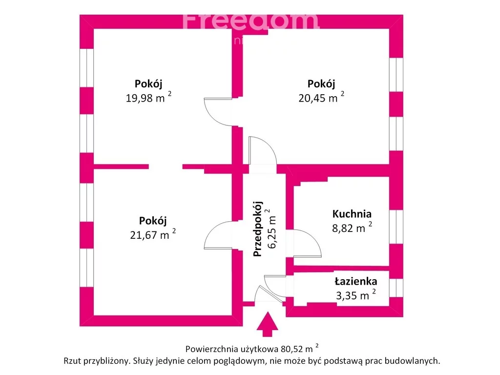 3 pokoje, mieszkanie 80,52 m², parter, oferta nr , 39996/3685/OMS, Ełk, Adama Mickiewicza