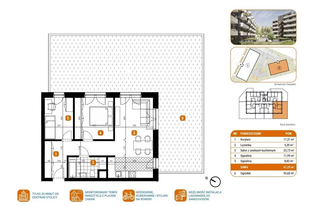 3 pokoje, mieszkanie 61,25 m², parter, oferta nr , 40704/3685/OMS, Marki, Aleja Marszałka Józefa Piłsudskiego