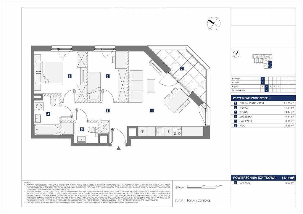 3 pokoje, mieszkanie 58,14 m², piętro 1, oferta nr , 33756/3685/OMS, Warszawa, Mokotów, Mokotów, Antoniewska