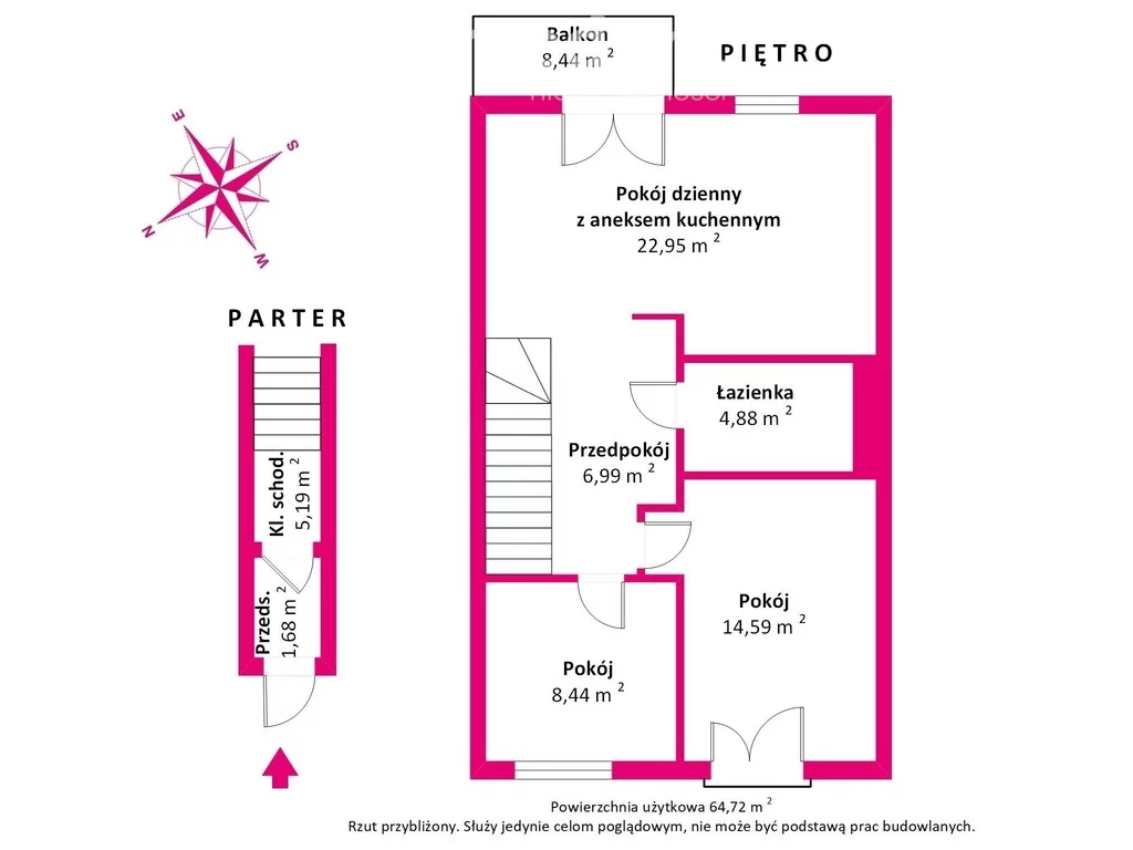 3 pokoje, apartament 64,72 m², piętro 1, oferta nr , 39380/3685/OMS, Marki, Bankowa