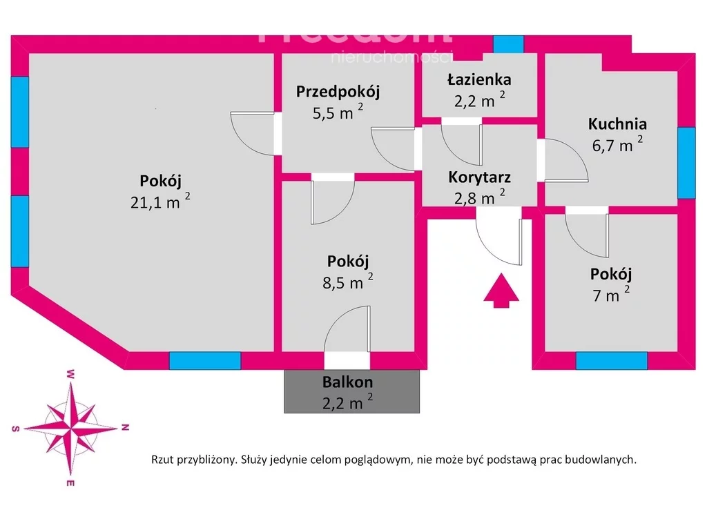 Mieszkanie trzypokojowe 53,80 m², Sopot, Bohaterów Monte Cassino, Sprzedaż