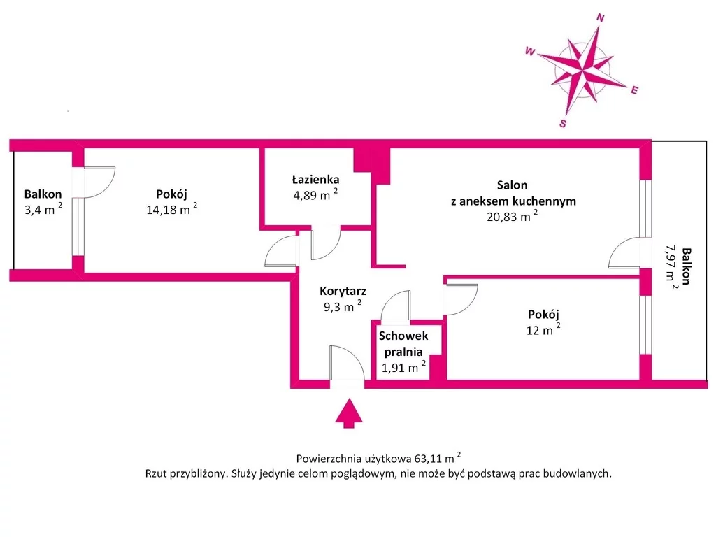 3 pokoje, mieszkanie 63,11 m², piętro 2, oferta nr , 38350/3685/OMS, Biała Podlaska, Czesława Wroczyńskiego 9