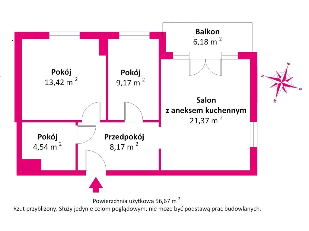 3 pokoje, mieszkanie 56,67 m², piętro 3, oferta nr , 40068/3685/OMS, Góra Kalwaria, Długa