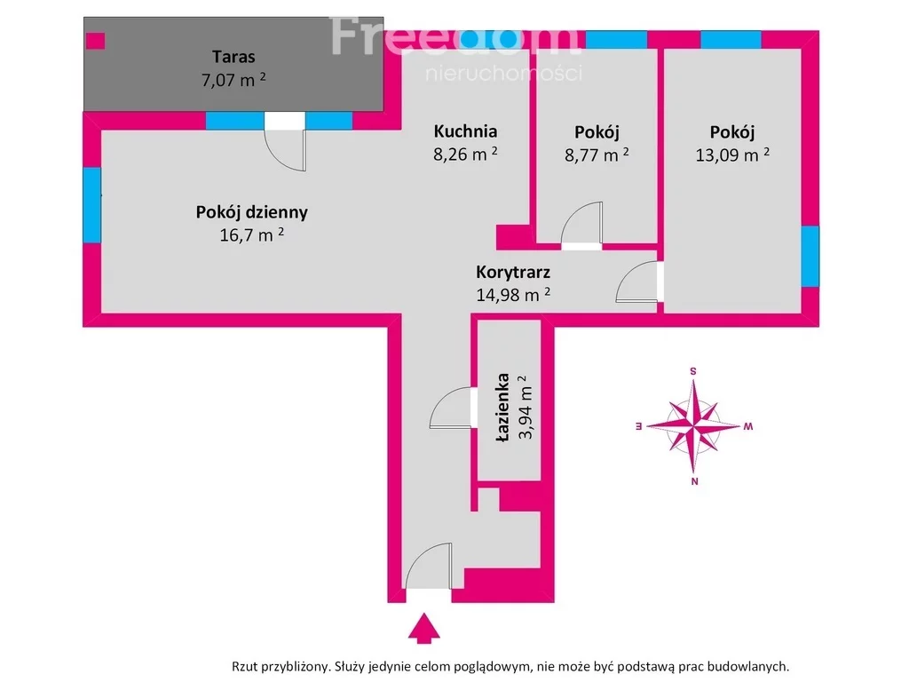 3 pokoje, mieszkanie 65,74 m², piętro 1, oferta nr , 33898/3685/OMS, Reda, Długa