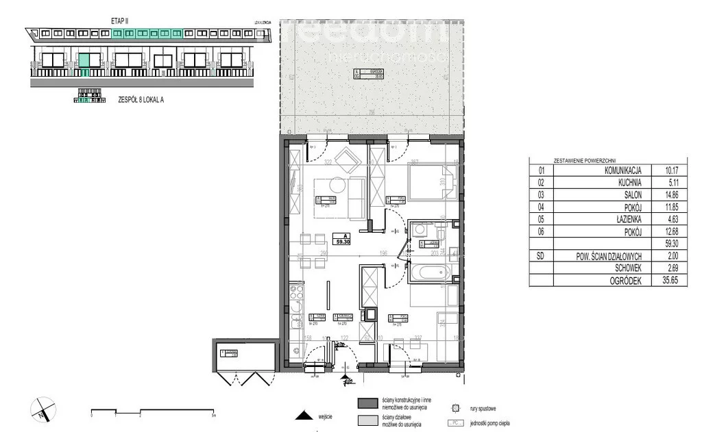 3 pokoje, mieszkanie 59,31 m², parter, oferta nr , 37519/3685/OMS, Falenty Nowe