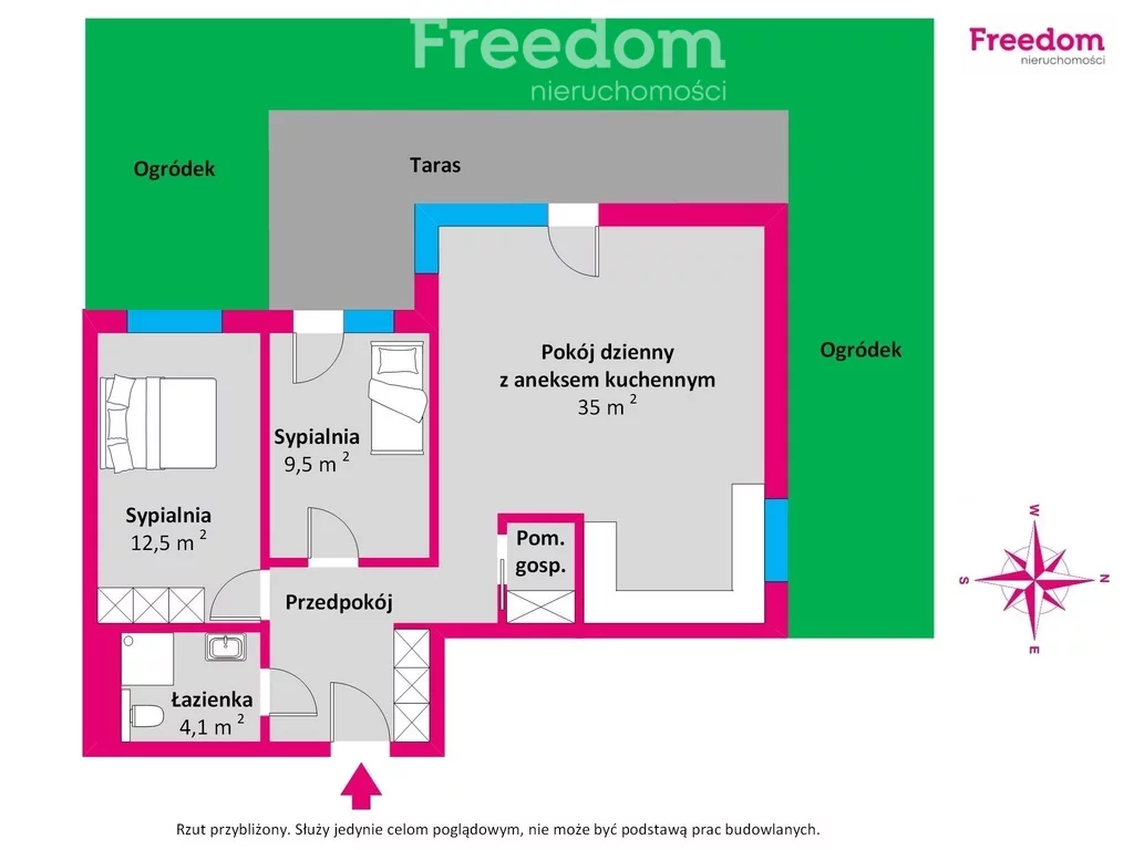 3 pokoje, mieszkanie 71,00 m², parter, oferta nr , 40171/3685/OMS, Gdynia, Chwarzno-Wiczlino, Wiczlino