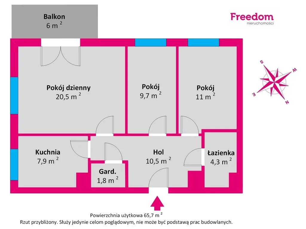 3 pokoje, mieszkanie 65,30 m², piętro 1, oferta nr , 38667/3685/OMS, Gdynia, Chwarzno-Wiczlino, Chwarzno, Gen. Mariusza Zaruskiego