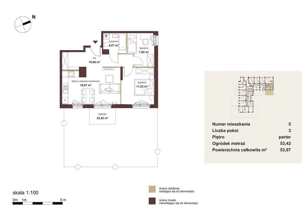 3 pokoje, mieszkanie 53,97 m², parter, oferta nr , 38686/3685/OMS, Jabłonna