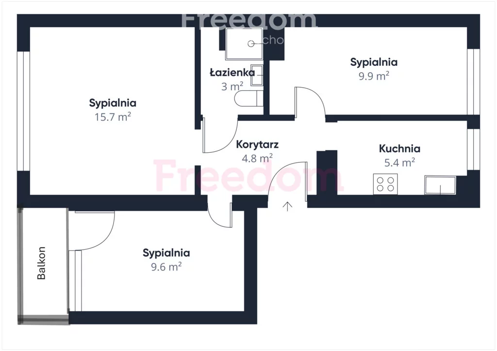 3 pokoje, mieszkanie 46,60 m², piętro 1, oferta nr , 39071/3685/OMS, Warszawa, Mokotów, Mokotów, Jana III Sobieskiego
