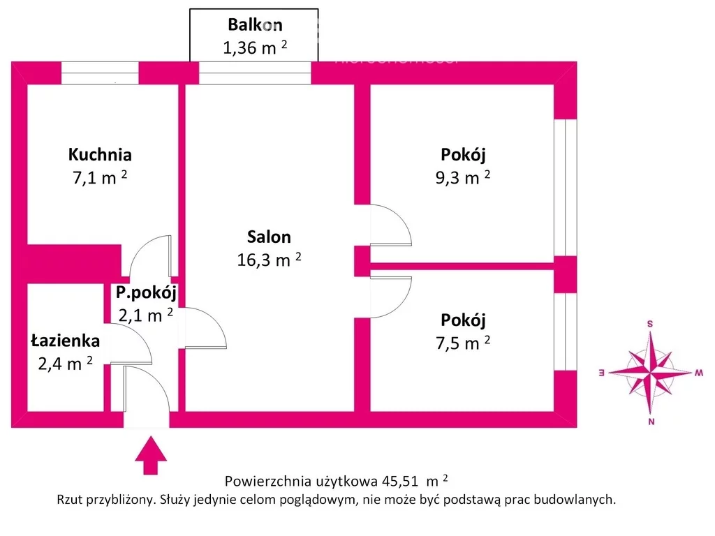 Mieszkanie trzypokojowe 45,60 m², Konstancin-Jeziorna, Jana Sobieskiego, Sprzedaż