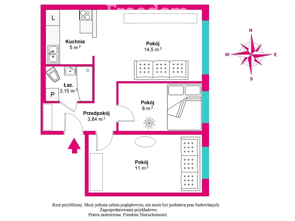 Mieszkanie na sprzedaż, 45,30 m², 3 pokoje, 3 piętro, oferta nr 37094/3685/OMS