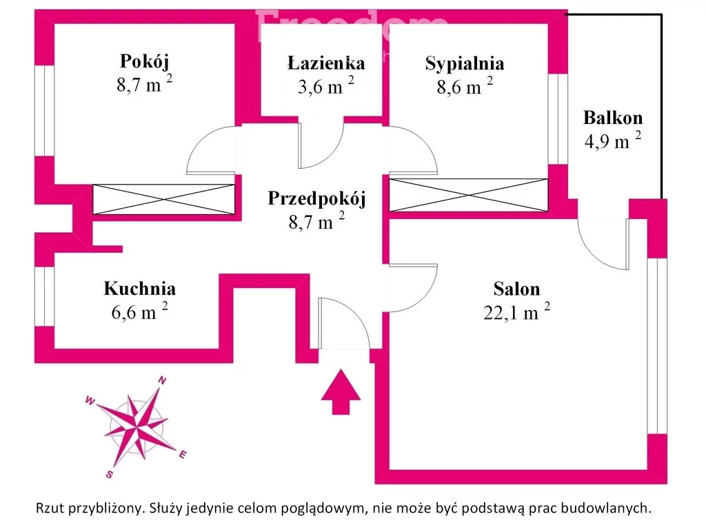 3 pokoje, mieszkanie 65,00 m², piętro 4, oferta nr , 40695/3685/OMS, Opole, Kaliska