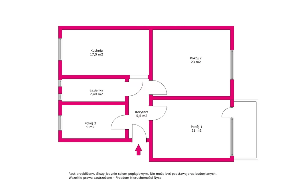 3 pokoje, mieszkanie 83,49 m², piętro 3, oferta nr , 40146/3685/OMS, Nysa, Karola Marcinkowskiego