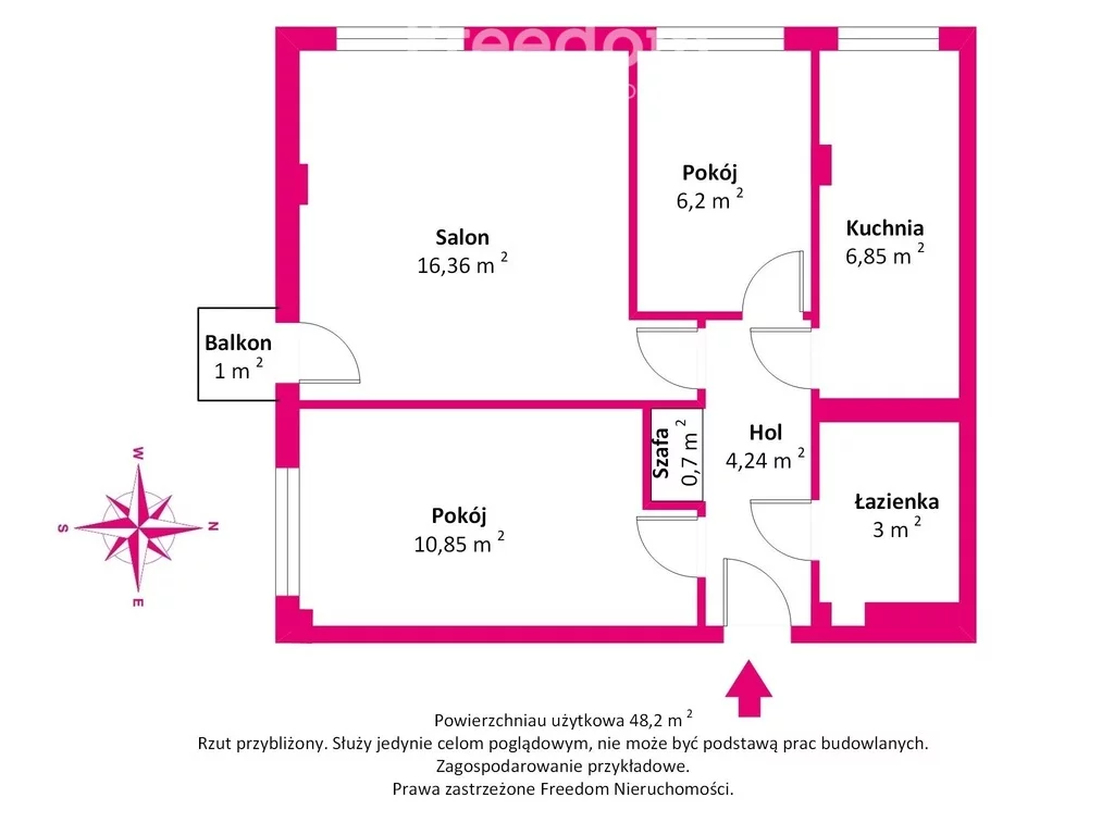 3 pokoje, mieszkanie 48,20 m², piętro 2, oferta nr , 39240/3685/OMS, Warszawa, Mokotów, Mokotów, Konstancińska