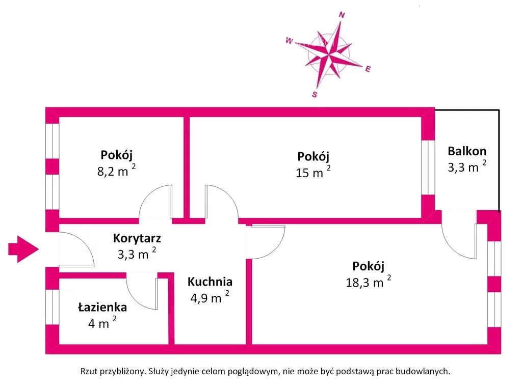 3 pokoje, mieszkanie 54,30 m², piętro 1, oferta nr , 37427/3685/OMS, Kostrzyn
