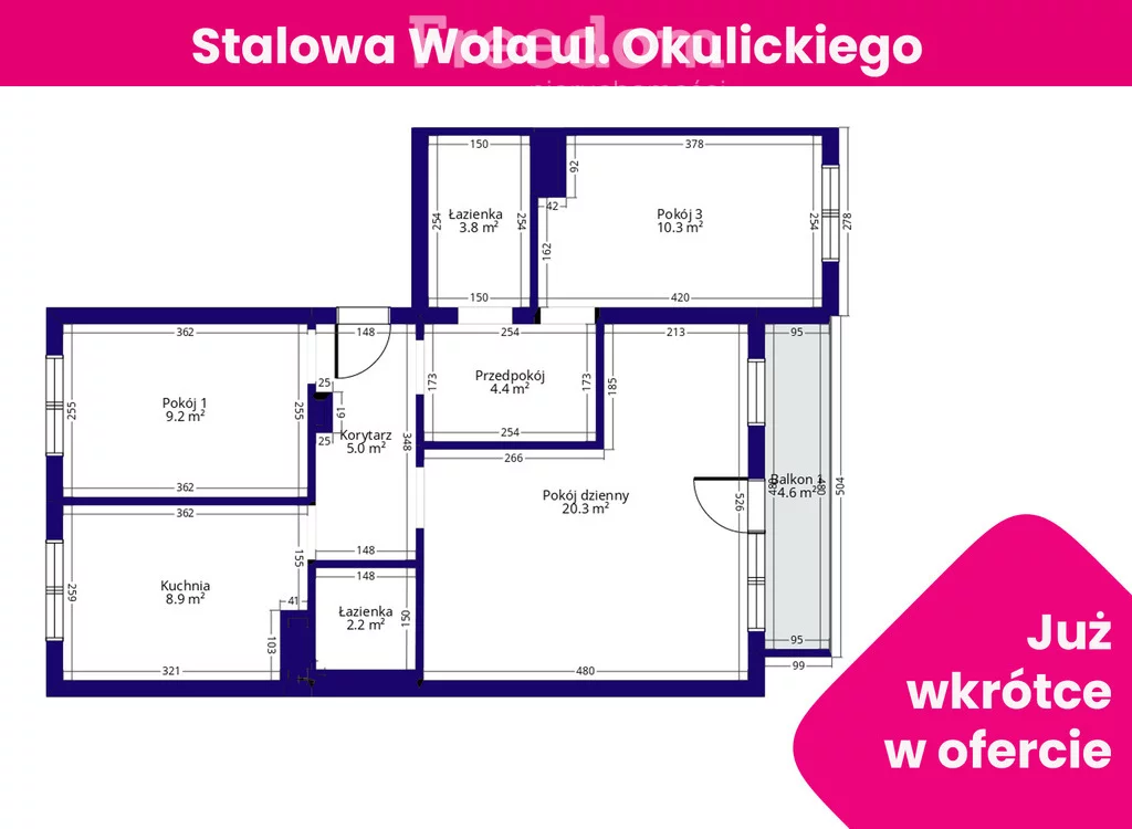 3 pokoje, mieszkanie 64,00 m², piętro 7, oferta nr , 37333/3685/OMS, Stalowa Wola, gen. Leopolda Okulickiego